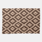 Ikat-Muster - Schokolade und Blasspfirsich Geschirrtuch (Horizontal)