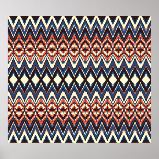 Ikat-nahtlos-Muster. Shibori-gefärbte Krawatte mit Poster (Vorne)