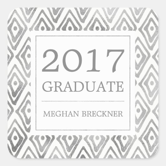 Ikat Pattern Abschluss Stickers | Silber (Vorderseite)