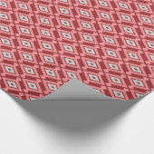 Ikat Pattern - Burgund, Grau und Korallen Geschenkpapier (Ecke)