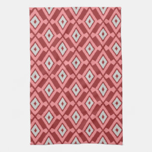 Ikat Pattern - Burgund, Grau und Korallen Handtuch