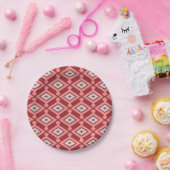 Ikat Pattern - Burgund, Grau und Korallen Pappteller (Party)