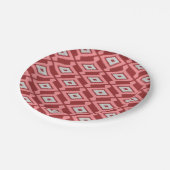 Ikat Pattern - Burgund, Grau und Korallen Pappteller (Schrägansicht)