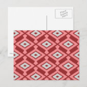 Ikat Pattern - Burgund, Grau und Korallen Postkarte (Vorne/Hinten)