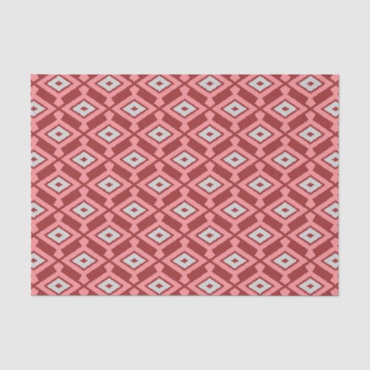 Ikat Pattern - Burgund, Grau und Korallen Seidenpapier (Vorderseite)