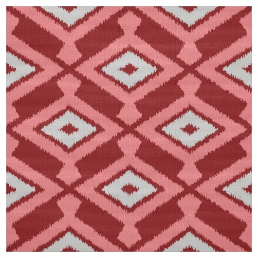 Ikat Pattern - Burgund, Grau und Korallen Stoff (Muster)