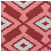 Ikat Pattern - Burgund, Grau und Korallen Stoff (Nahaufnahme)