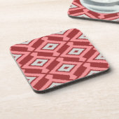 Ikat Pattern - Burgund, Grau und Korallen Untersetzer (Linke Seite)