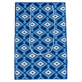 Ikat Pattern - Indigo und Denim Blue Mittlere Geschenktüte (Rückseite)