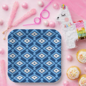 Ikat Pattern - Indigo und Denim Blue Pappteller (Party)