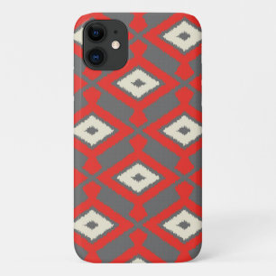 Ikat Pattern - Rot, Grau und Beige Case-Mate iPhone Hülle
