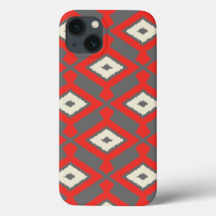 Ikat Pattern - Rot, Grau und Beige Case-Mate iPhone Hülle