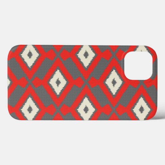 Ikat Pattern - Rot, Grau und Beige Case-Mate iPhone Hülle (Rückseite (Horizontal))