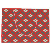 Ikat Pattern - Rot, Grau und Beige Große Geschenktüte (Rückseite)