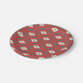 Ikat Pattern - Rot, Grau und Beige Pappteller (Schrägansicht)