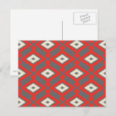 Ikat Pattern - Rot, Grau und Beige Postkarte (Vorne/Hinten)