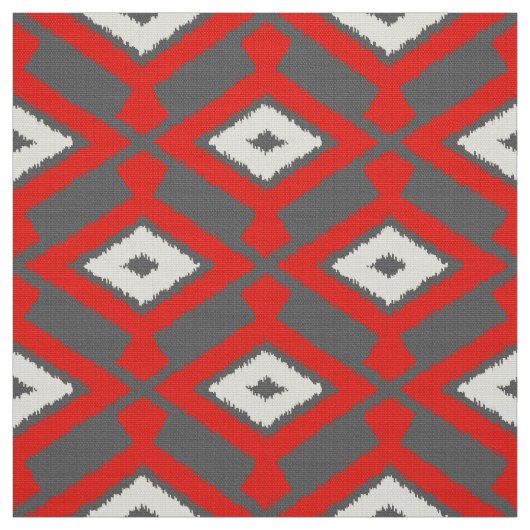 Ikat Pattern - Rot, Grau und Beige Stoff (Muster)