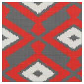 Ikat Pattern - Rot, Grau und Beige Stoff (Nahaufnahme)