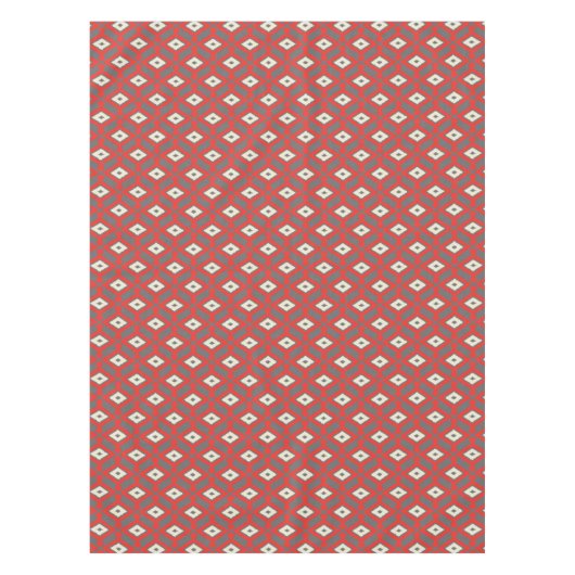 Ikat Pattern - Rot, Grau und Beige Tischdecke (Vorderseite)
