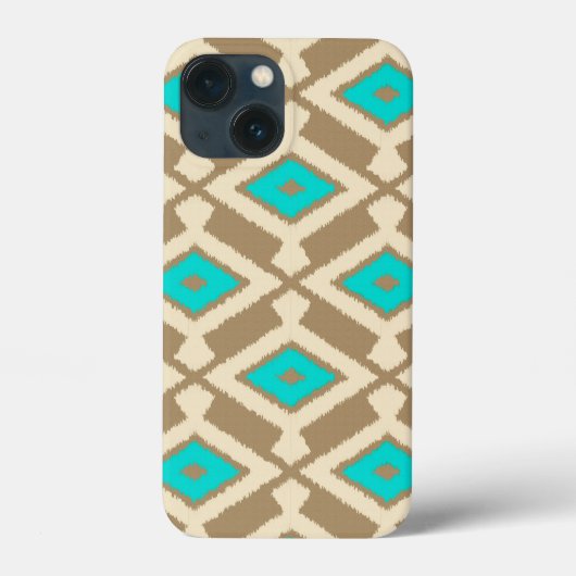 Ikat Pattern - Türkis, Taupe und Beige Case-Mate iPhone Hülle (Rückseite)