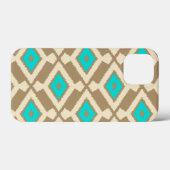 Ikat Pattern - Türkis, Taupe und Beige Case-Mate iPhone Hülle (Rückseite (Horizontal))
