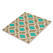 Ikat Pattern - Türkis, Taupe und Beige Fliese (Seite)