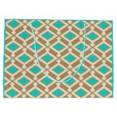 Ikat Pattern - Türkis, Taupe und Beige Große Geschenktüte (Rückseite)