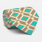 Ikat Pattern - Türkis, Taupe und Beige Krawatte (Gerollt)