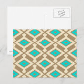 Ikat Pattern - Türkis, Taupe und Beige Postkarte (Vorne/Hinten)