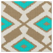 Ikat Pattern - Türkis, Taupe und Beige Stoff (Nahaufnahme)
