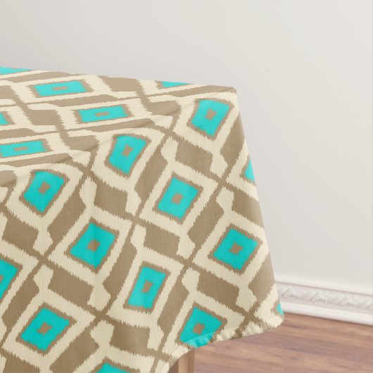 Ikat Pattern - Türkis, Taupe und Beige Tischdecke (Beispiel)