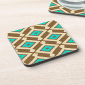 Ikat Pattern - Türkis, Taupe und Beige Untersetzer (Linke Seite)