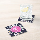 Ikat + Rosa Monogramm Rechteckiger Pappuntersetzer (Vor Ort)