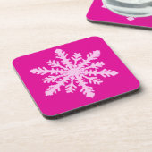 Ikat-Schneeflocke - Fuchsia und Eisrosa Untersetzer (Linke Seite)