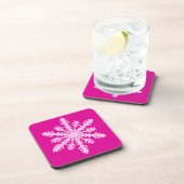 Ikat-Schneeflocke - Fuchsia und Eisrosa Untersetzer (Rechte Seite)