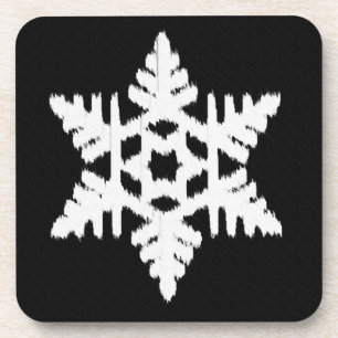 Ikat-Schneeflocke - Schwarz und Weiß Getränkeuntersetzer