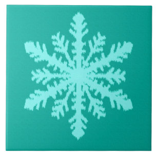 Ikat-Schneeflocke - Türkis und Aquamarin Fliese