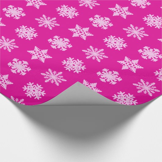 Ikat Schneeflocken - Fuchsien- und Eisrosa Geschenkpapier (Ecke)