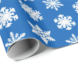 Ikat Schneeflocken - Kobaltblau und -WEISS Geschenkpapier
