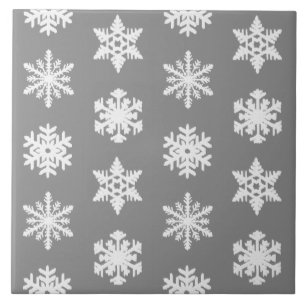 Ikat-Schneeflocken - Kohle grau und weiß Fliese