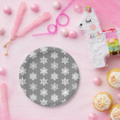 Ikat-Schneeflocken - Kohle grau und weiß Pappteller (Party)