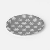 Ikat-Schneeflocken - Kohle grau und weiß Pappteller (Schrägansicht)