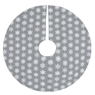Ikat-Schneeflocken - Kohle grau und weiß Polyester Weihnachtsbaumdecke