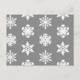 Ikat-Schneeflocken - Kohle grau und weiß Postkarte