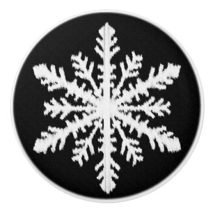 Ikat-Schneeflocken - Schwarzweiß Keramikknauf