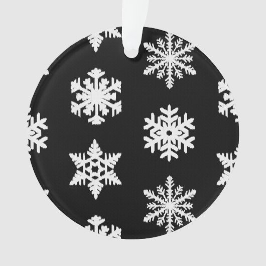 Ikat-Schneeflocken - Schwarzweiß Ornament (Vorderseite)