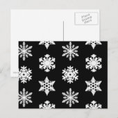 Ikat-Schneeflocken - Schwarzweiß Postkarte (Vorne/Hinten)