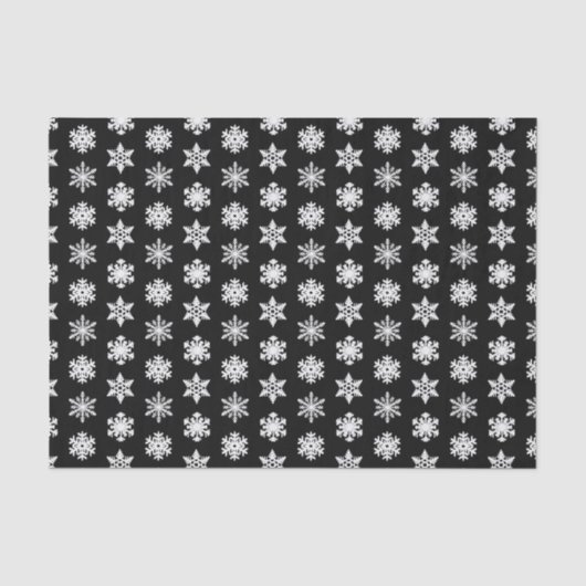 Ikat-Schneeflocken - Schwarzweiß Seidenpapier (Vorderseite)