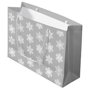 Ikat Schneeflocken - silbernes Grau und Weiß Große Geschenktüte