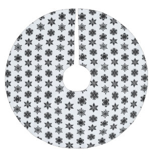 Ikat-Schneeflocken - weiß und schwarz Polyester Weihnachtsbaumdecke